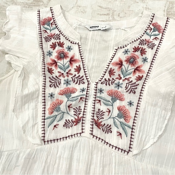White Embroidered Baby Doll Mini Dress - Picture 7 of 9